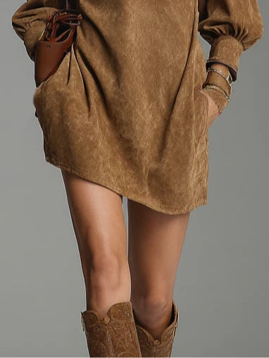 Lucienne™ | Lockeres Wildlederkleid mit Reißverschluss