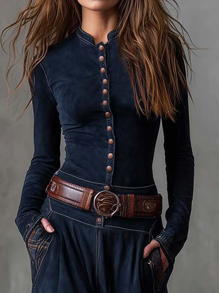 Élise | Maxikleid aus Wildleder-Optik mit Taillengürtel