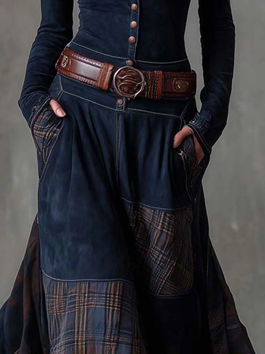 Élise | Maxikleid aus Wildleder-Optik mit Taillengürtel