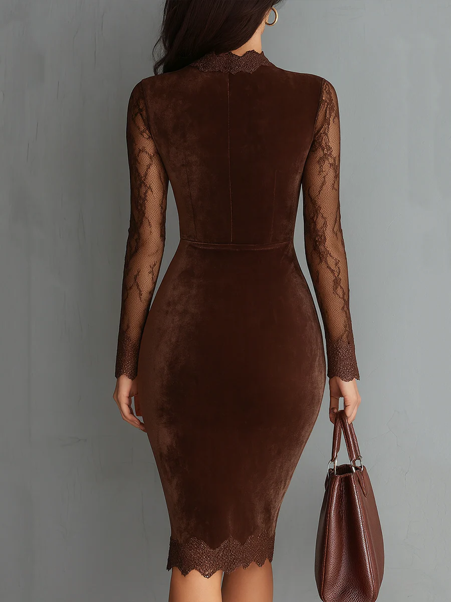 Aurélia™ | Mini-Kleid aus Samt mit Spitzenärmeln