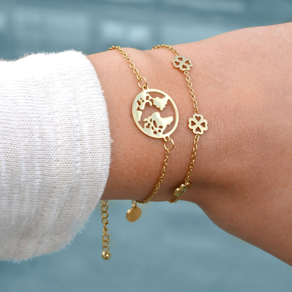 Bundle: BonnyBliss Kleeblatt Kette + Armband Gold