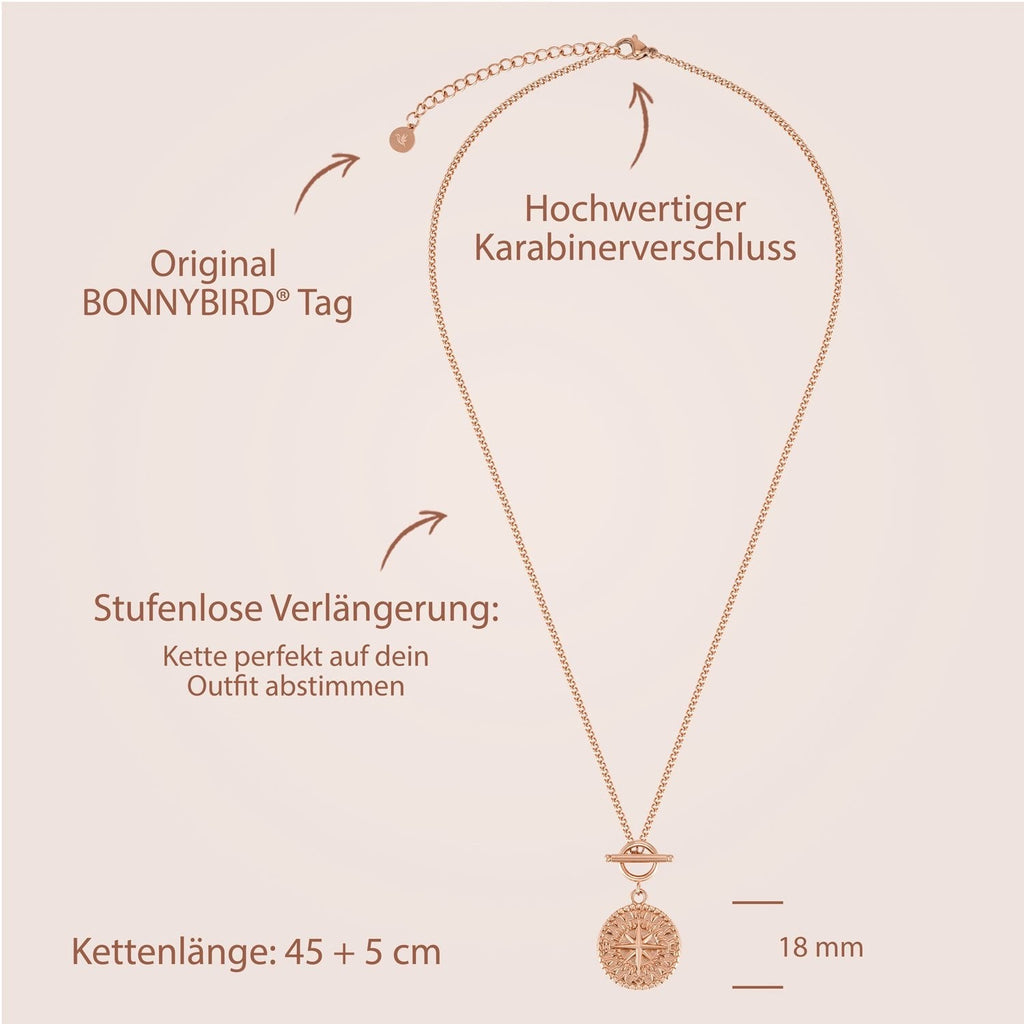 BonnyCompass Kette mit Kompass Anhänger Rosegold