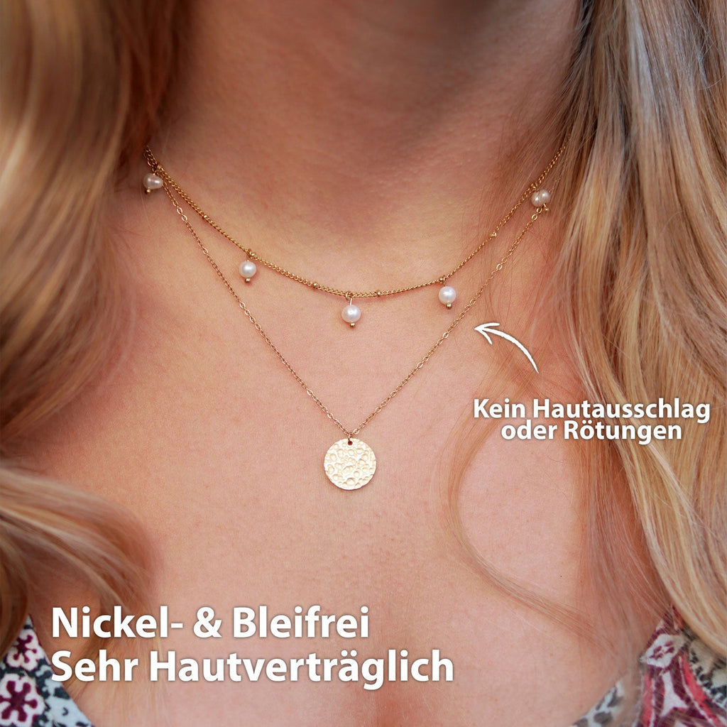 BonnyOcean Kette Gold mit echten Süßwasserperlen