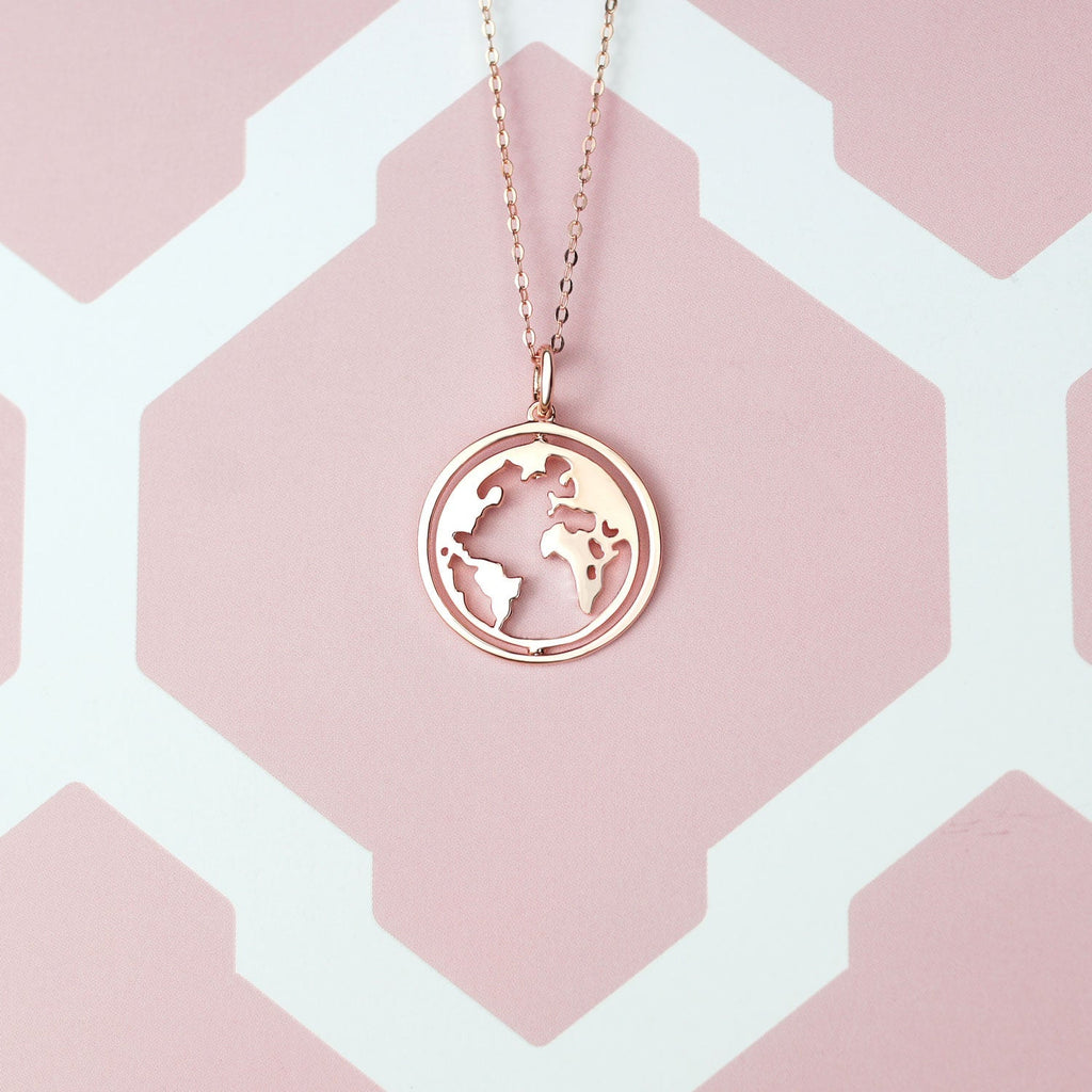 Bundle: BonnyWorld Weltkugel Kette + Armband Roségold