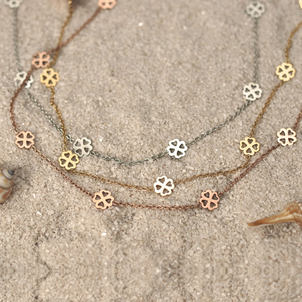 Bundle: BonnyBliss Kleeblatt Kette + Armband Roségold