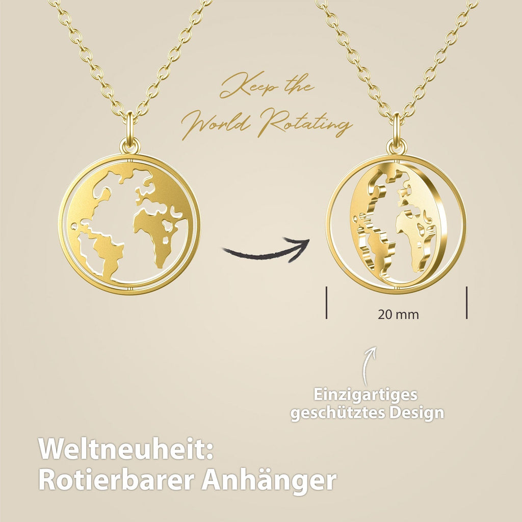 Bundle: BonnyWorld Weltkugel Kette + Armband Gold