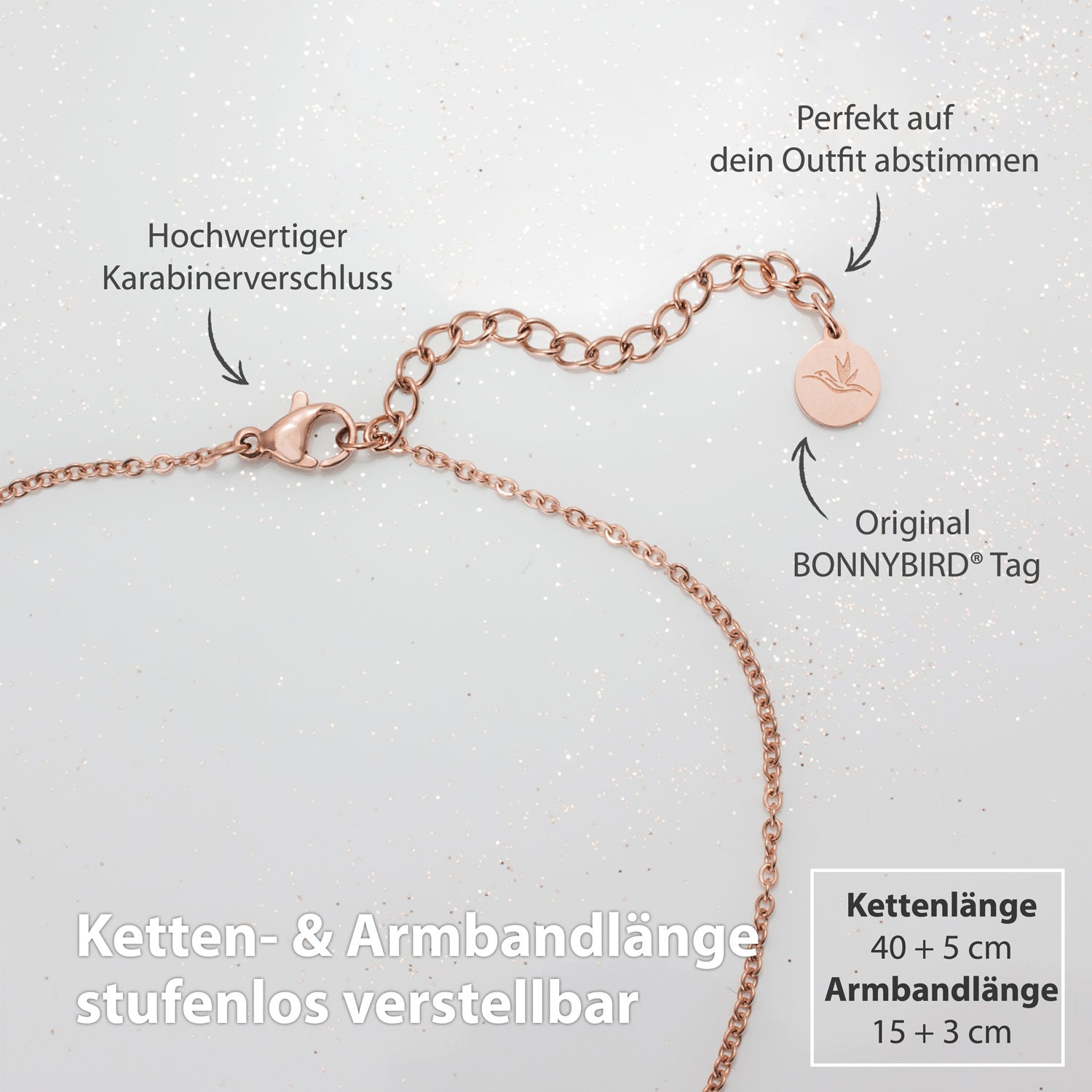 Bundle: BonnyWorld Weltkugel Kette + Armband Roségold