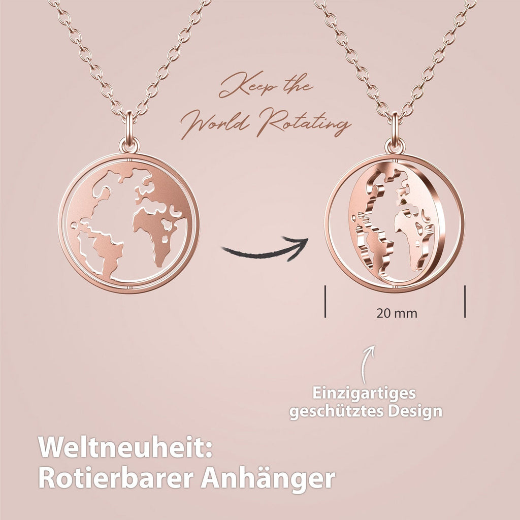 Bundle: BonnyWorld Weltkugel Kette + Armband Roségold