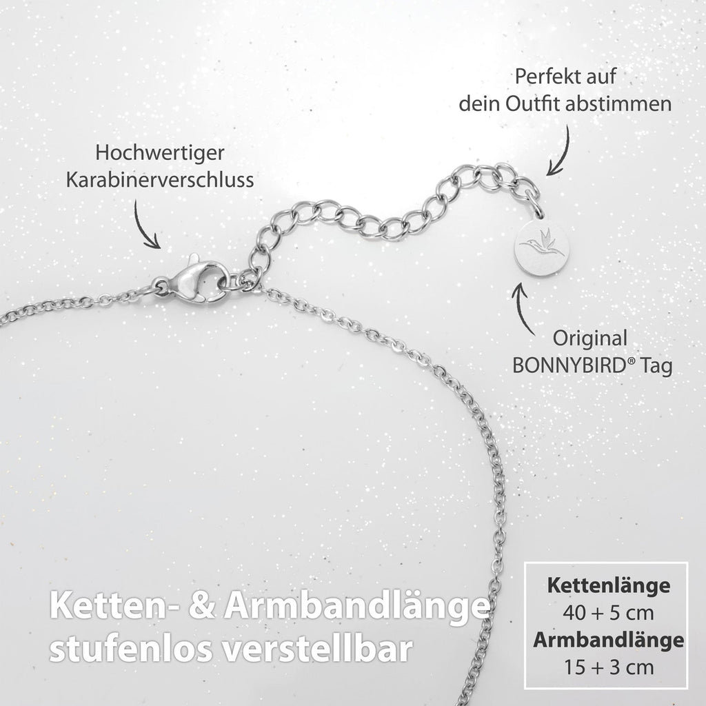 Bundle: BonnyWorld Weltkugel Kette + Armband Silber