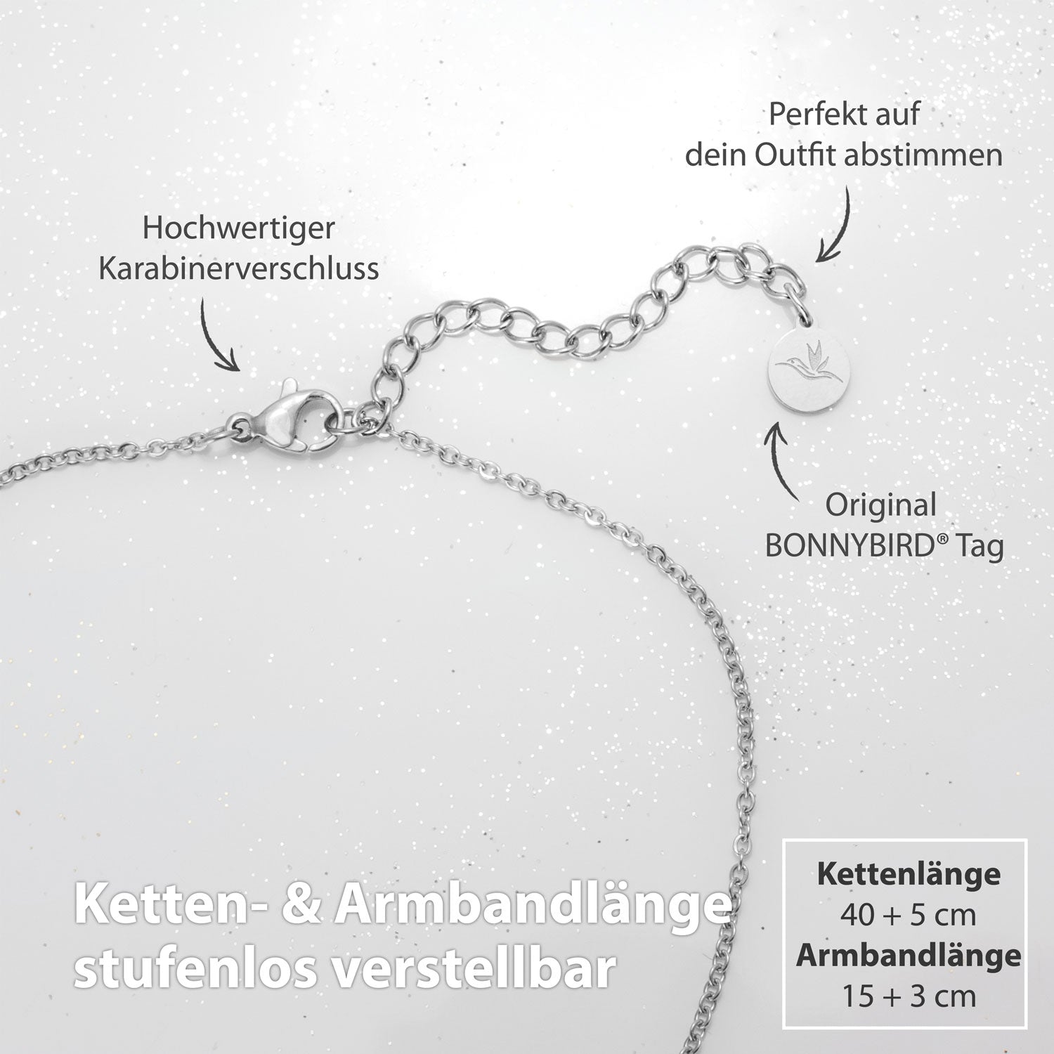 Bundle: BonnyWorld Weltkugel Kette + Armband Silber