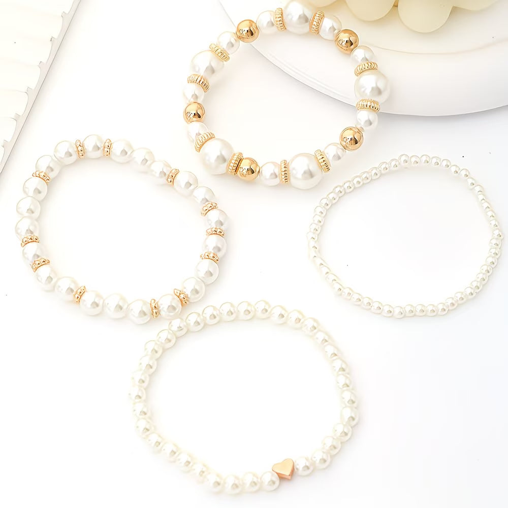 Perlen-Stapelarmband 4er-Set