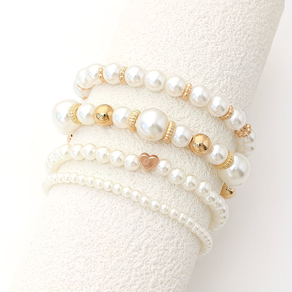 Perlen-Stapelarmband 4er-Set