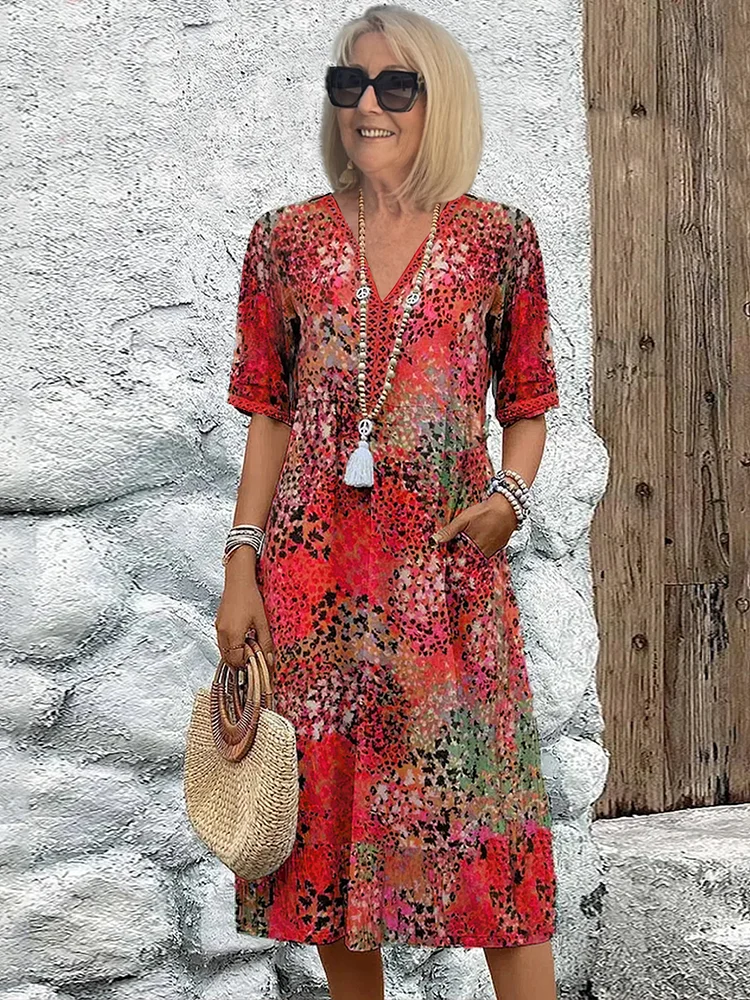 Rachel | Elegantes Midikleid mit Muster