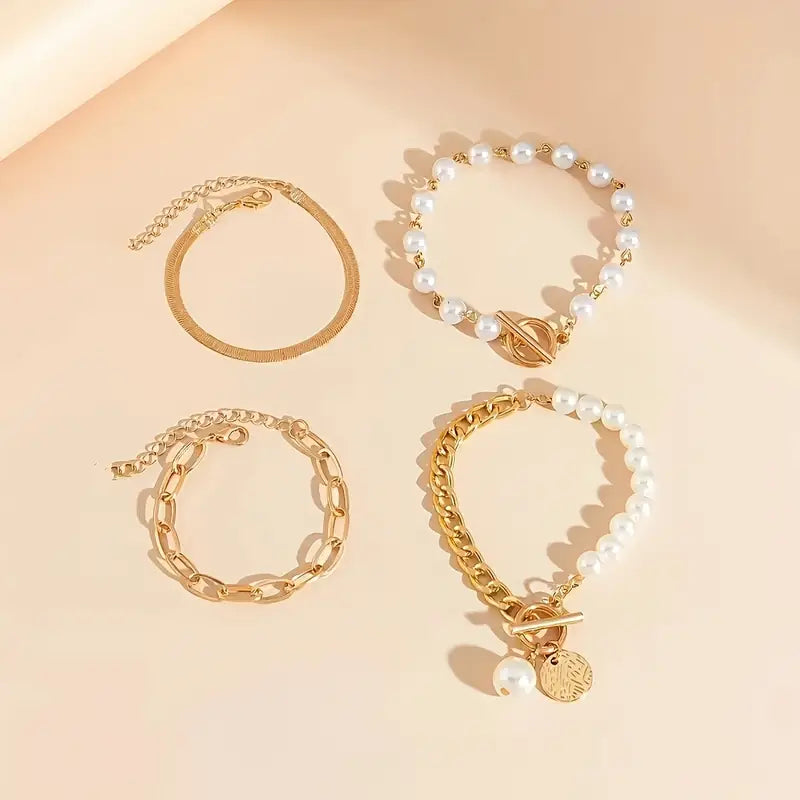 Luxuriöses geschichtetes Perlen-Armband-Set