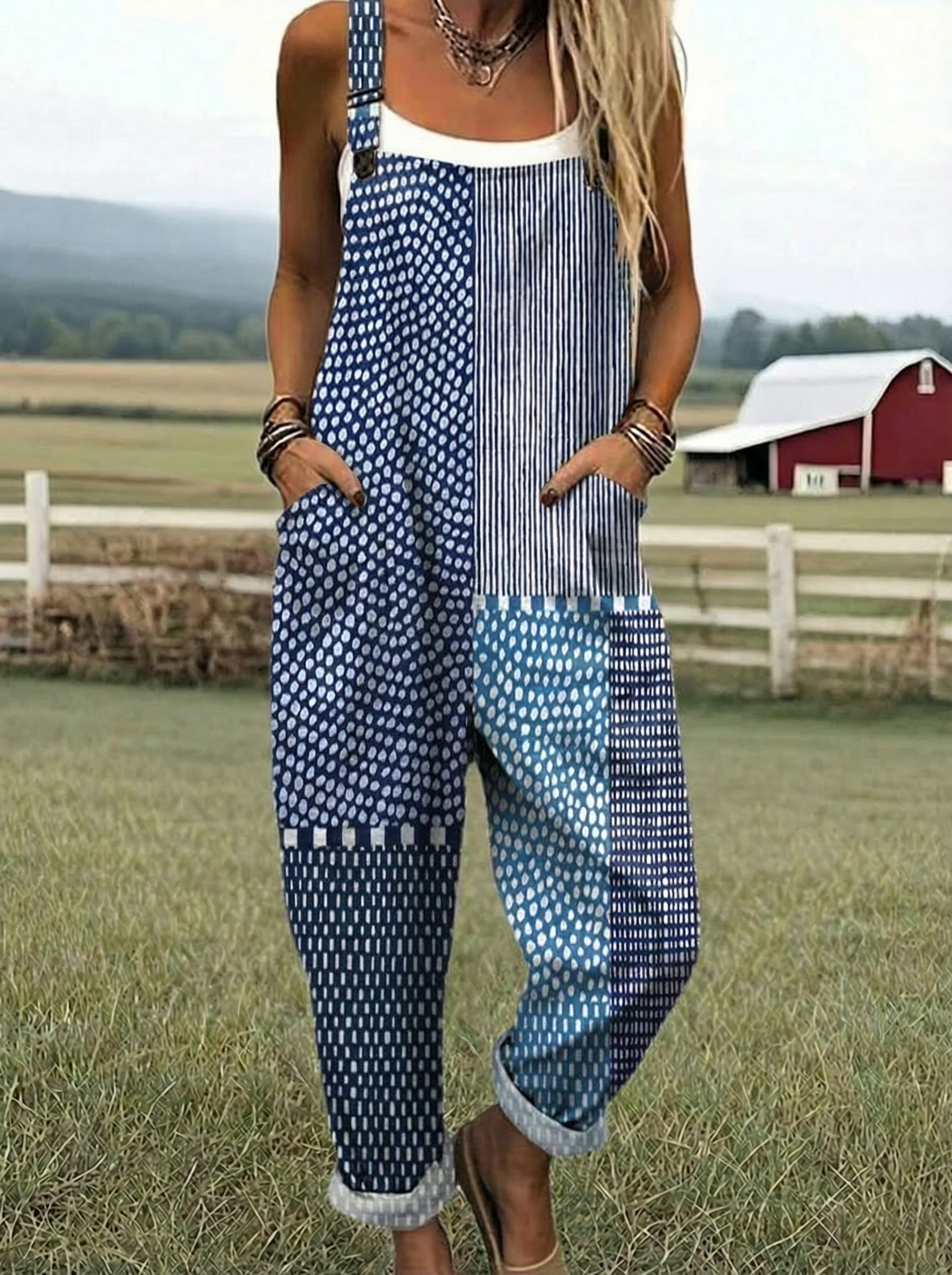 Paige | Tuta Patchwork Blu