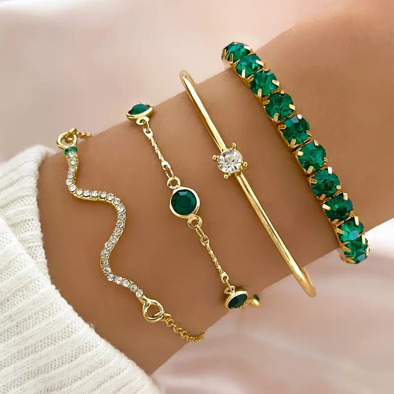 Vintage Armband-Set mit Grünen Zirkonia