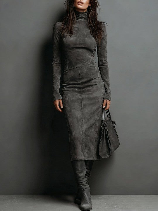 Lorène | Midi Braunes Kleid