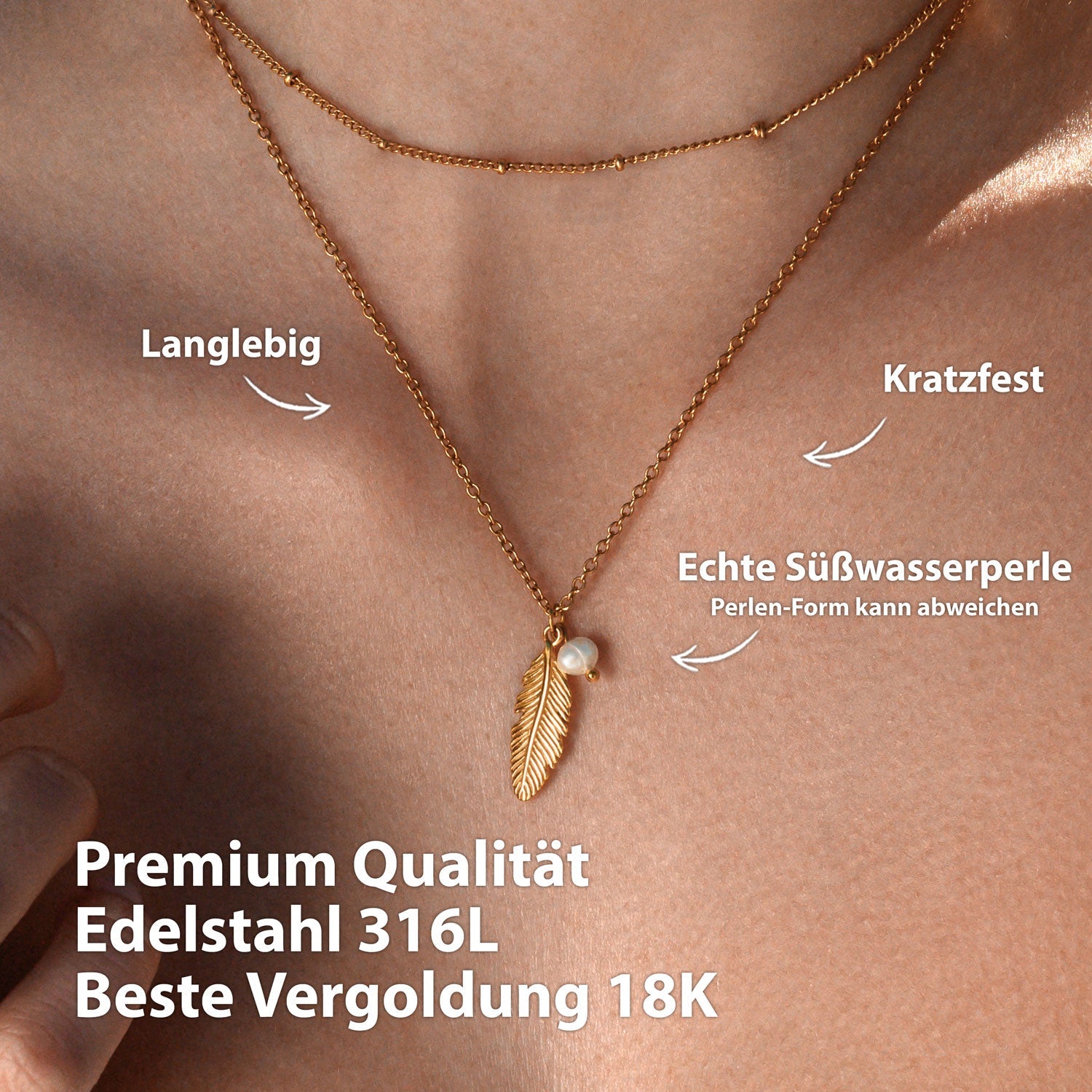 BonnyFeather Feder Kette Rosegold