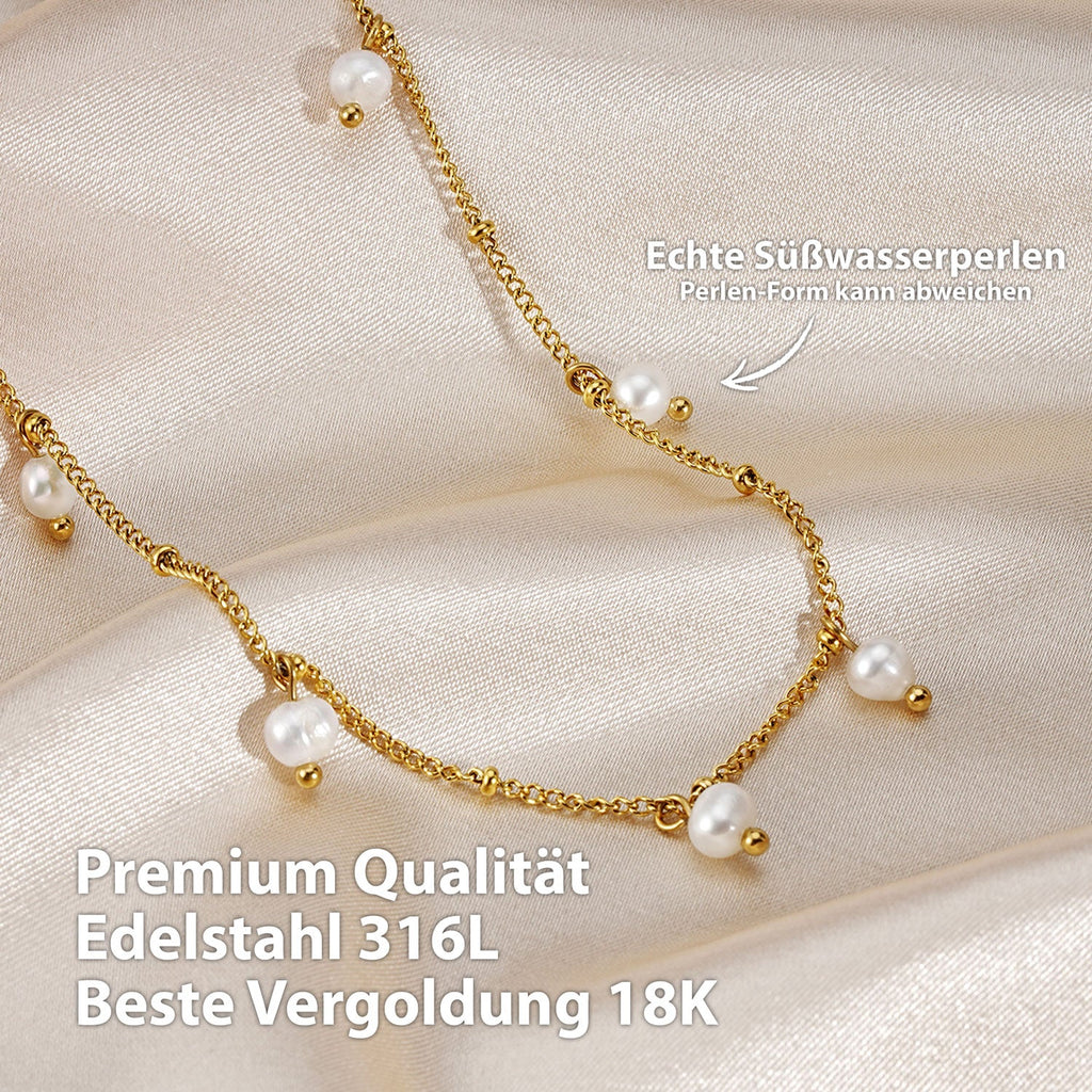 BonnyOcean Kette Gold mit echten Süßwasserperlen