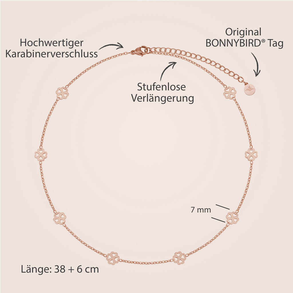 BonnyBliss Kette Kleeblatt Rose