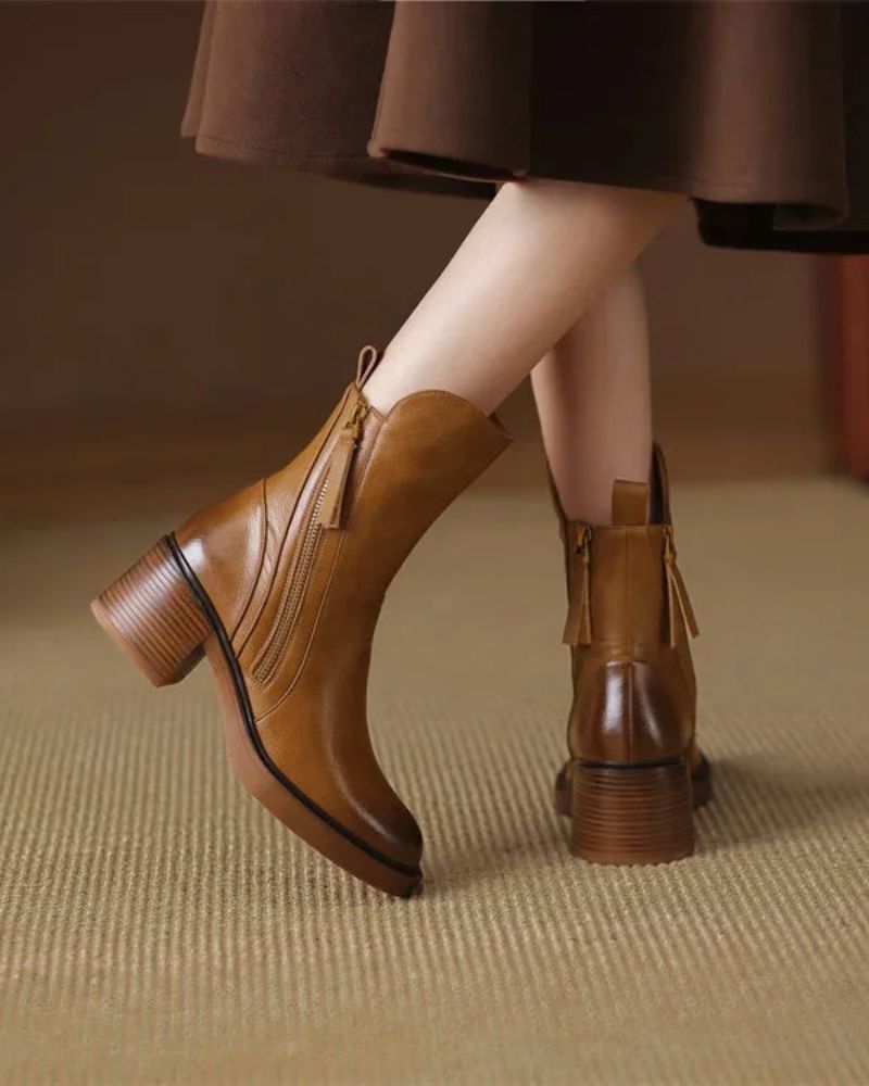 Marlow – Bottes en Cuir à Talon Carré