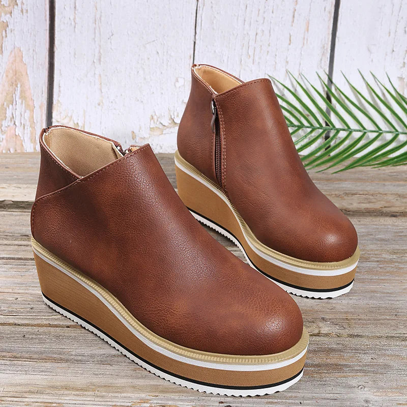 Camille - Bottines Compensées à Zip Latéral