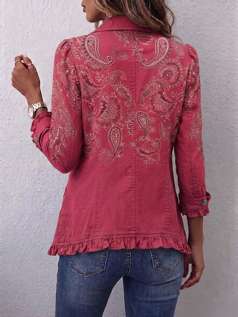 Anbetung | Rose Cashmerejacke mit Rüschen-Details