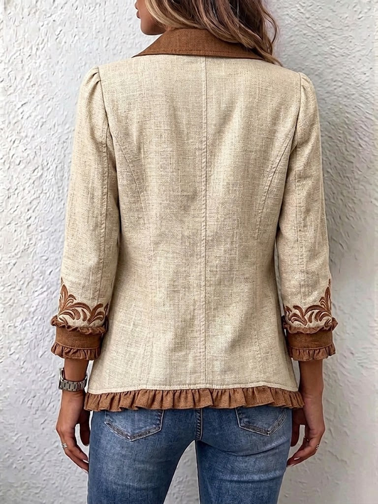 Almudena | Bestickte Blumenjacke mit Rüschenverzierungen
