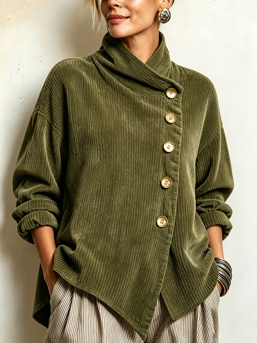 Talea™ | Warmer Cordpullover mit asymmetrischem Kragen