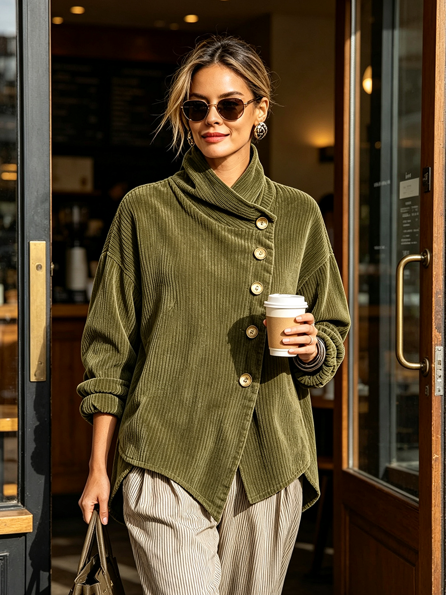Talea™ | Warmer Cordpullover mit asymmetrischem Kragen