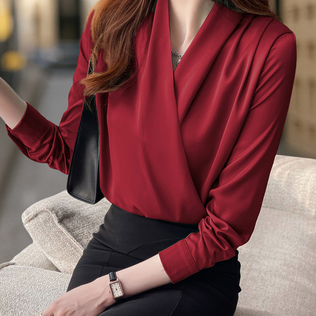 Verona Elegante Satin Crossover Bluse für Damen