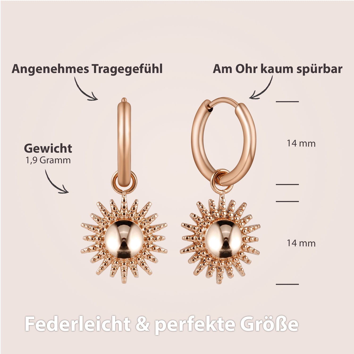 Bundle: BonnySun Kette + Ohrringe Sonne Roségold